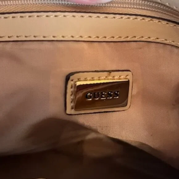 GUESS Los Angeles Small Satchel Faux Leather Cognac color Hand bag-NEW - Picture 7 of 13